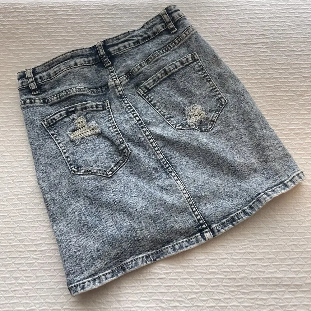 White Birch 90s Style Streetwear Grunge Y2K Mini Skirt Acid Wash Edgy Size Small